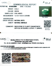 4.94/CT Natural Panna Stone with Govt. Lab Certificate